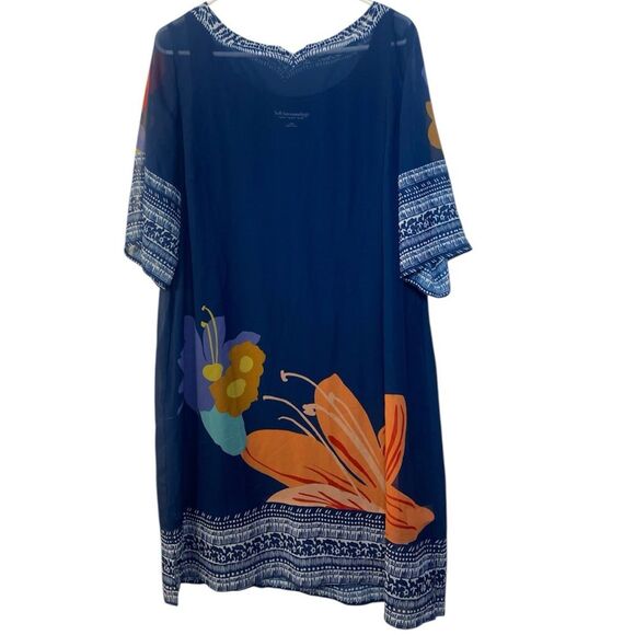 Soft Surroundings Dresses & Skirts - Soft Surroundings Navy and Orange Floral Dress